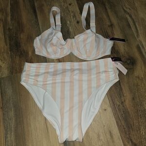 Victoria's Secret Striped Bikini in Cream and White